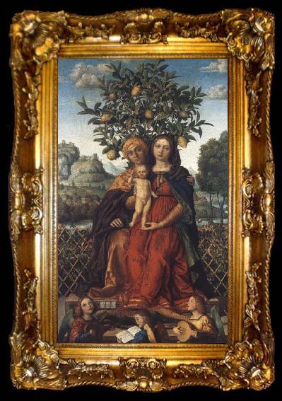 framed  Gerolamo Dai Libri The Virgin and Child with Saint Anne and Three Angels Making Music, ta009-2
